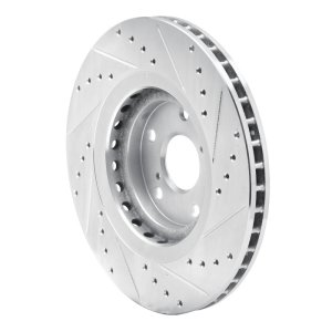 Lexus NX200T Brake Rotor (1) - Front Left - R1 Concepts - Drilled & Slotted - Silver - `08-`21